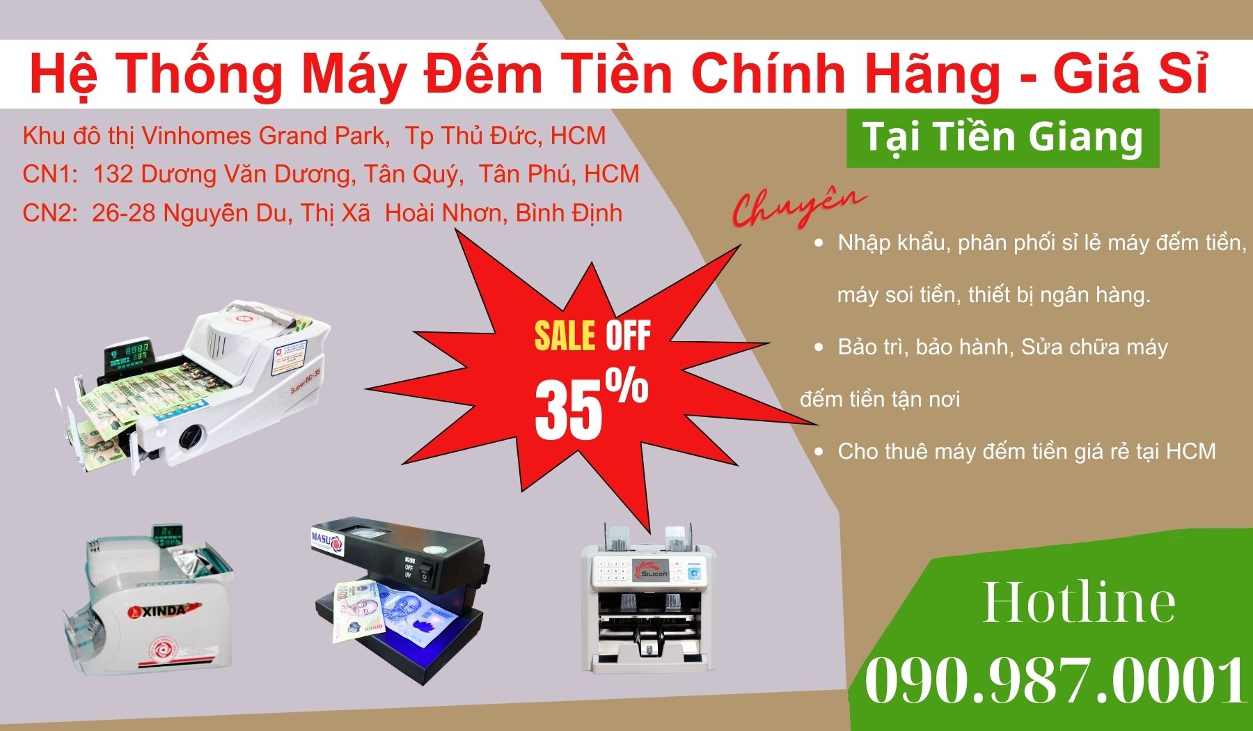 Địa chỉ bán Máy đếm tiền Chính hãng Tại Tiền Giang