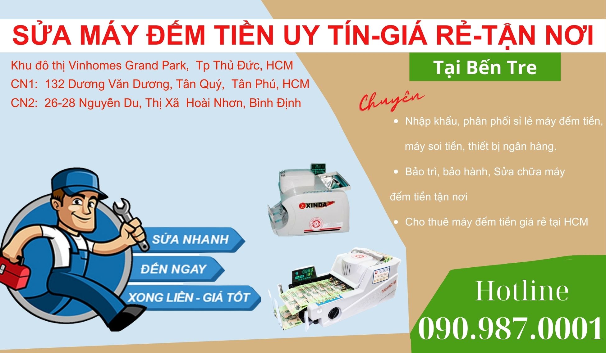 Địa chỉ sửa Máy đếm tiền Uy tín Tại Bến Tre