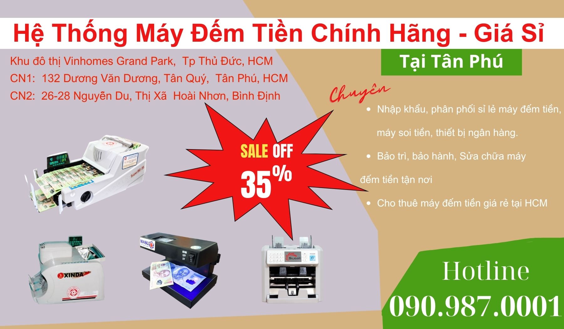 Máy đếm tiền Chính hãng Tại Tân Phú