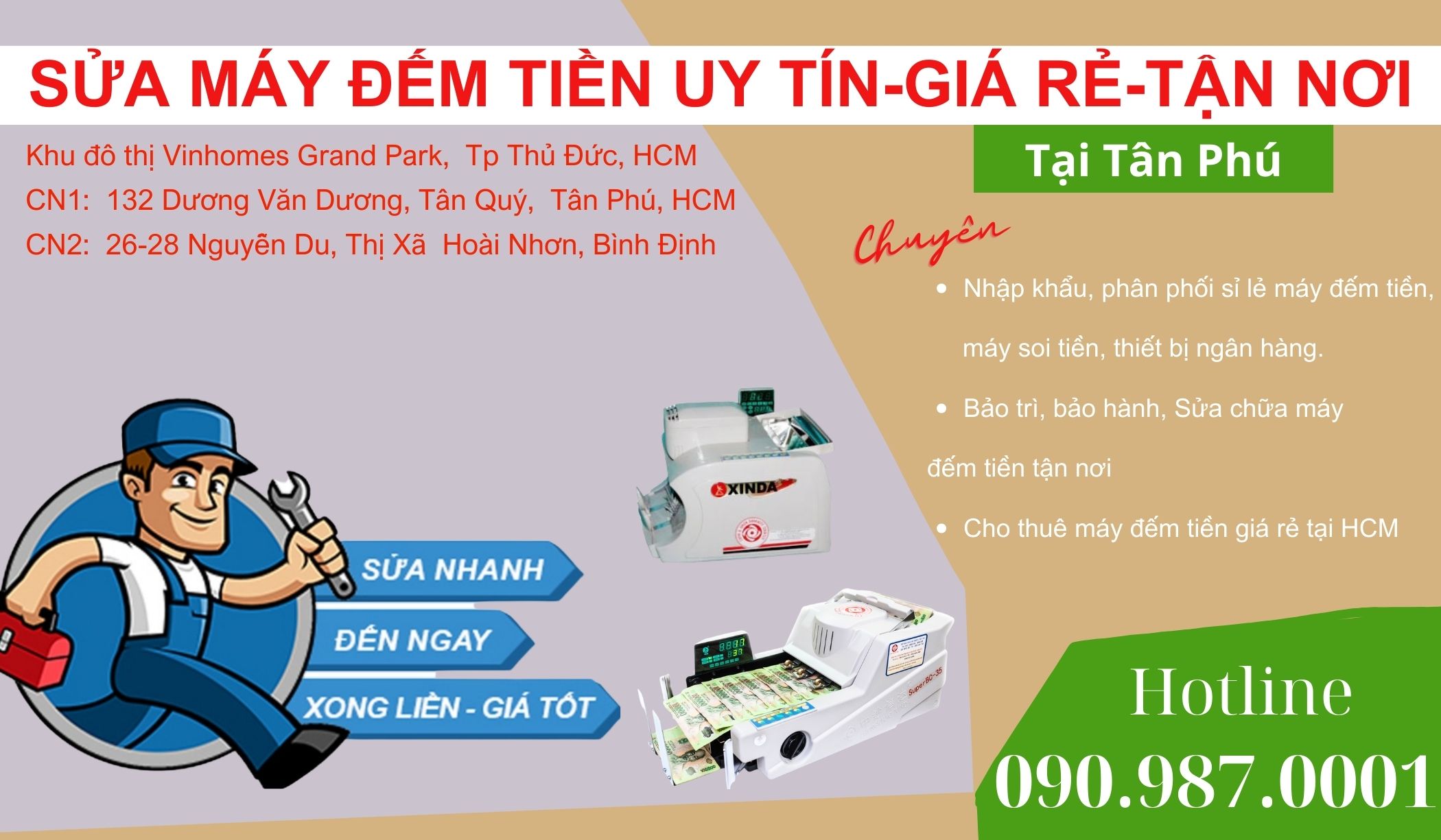 Sửa Máy đếm tiền Tận nơi Tại Tân Phú