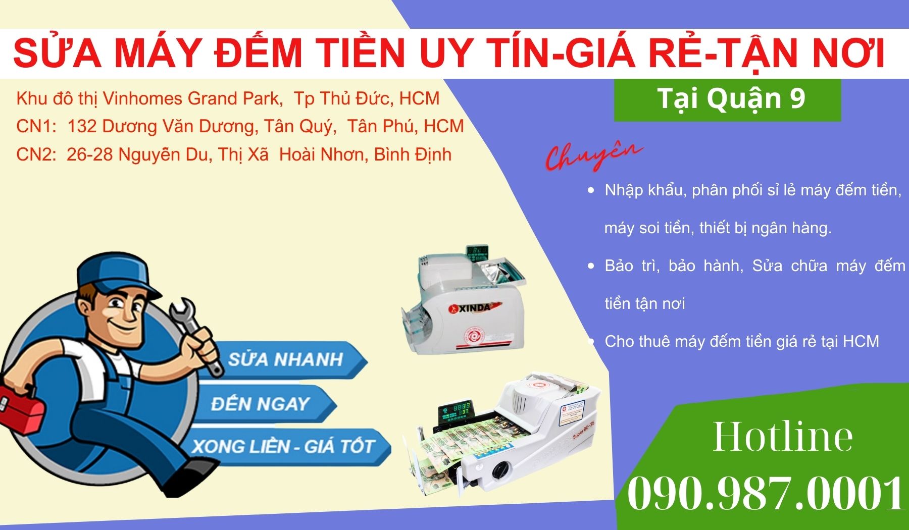 sửa Máy đếm tiền Uy tín Tận nơi Tại Quận 9