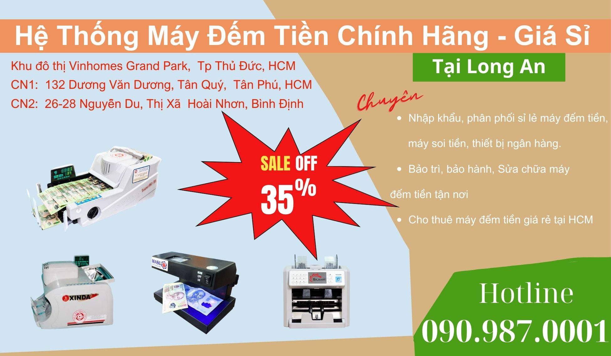 Máy đếm tiền Chính Hãng Tại Long An