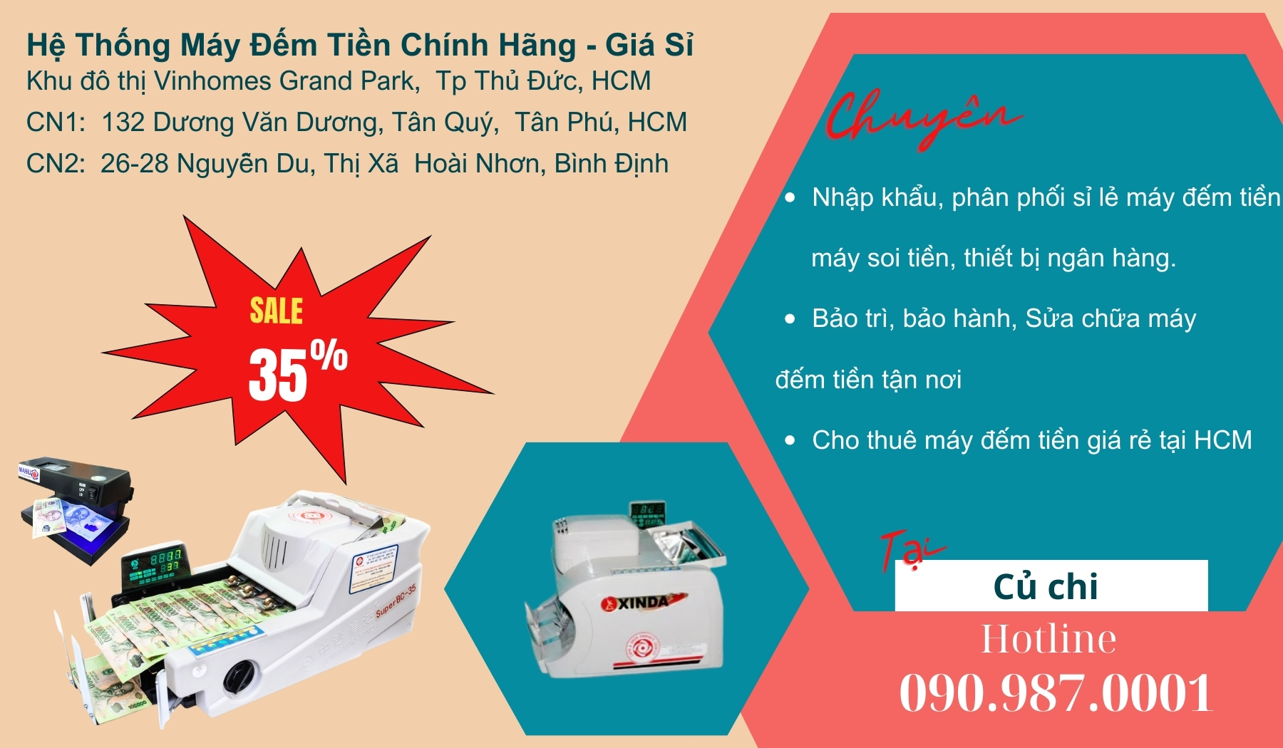 Máy đếm tiền Chính hãng giá rẻ tại Củ Chi