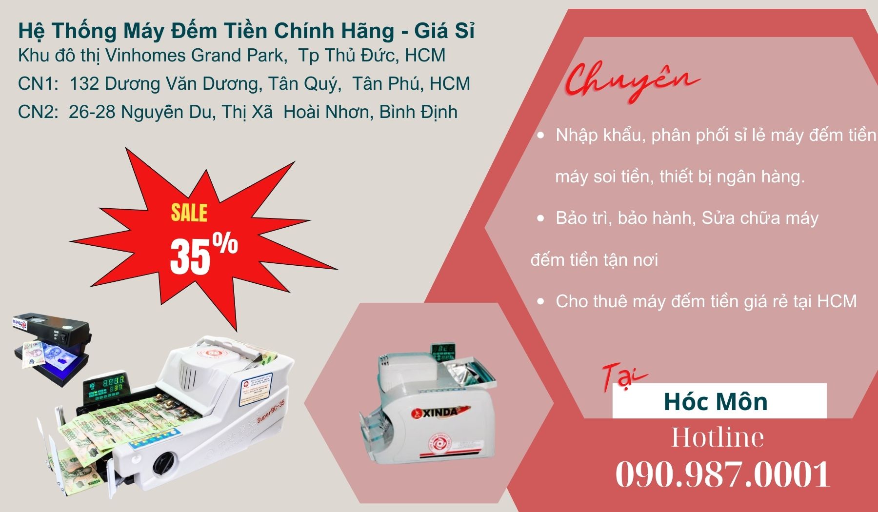 Máy đếm tiền chính hãng giá rẻ tại Hóc môn