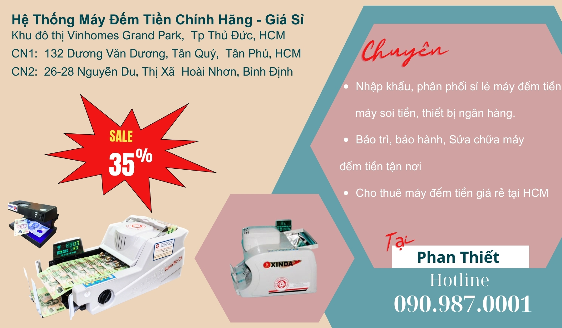 Máy đếm tiền chính hãng giá rẻ tại Phan Thiết