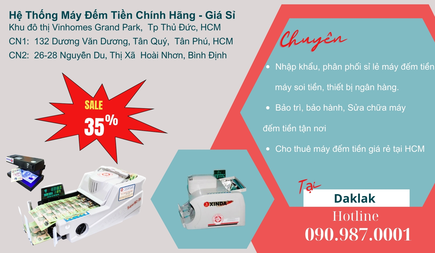 Máy đếm tiền chính hãng tại Dak lak