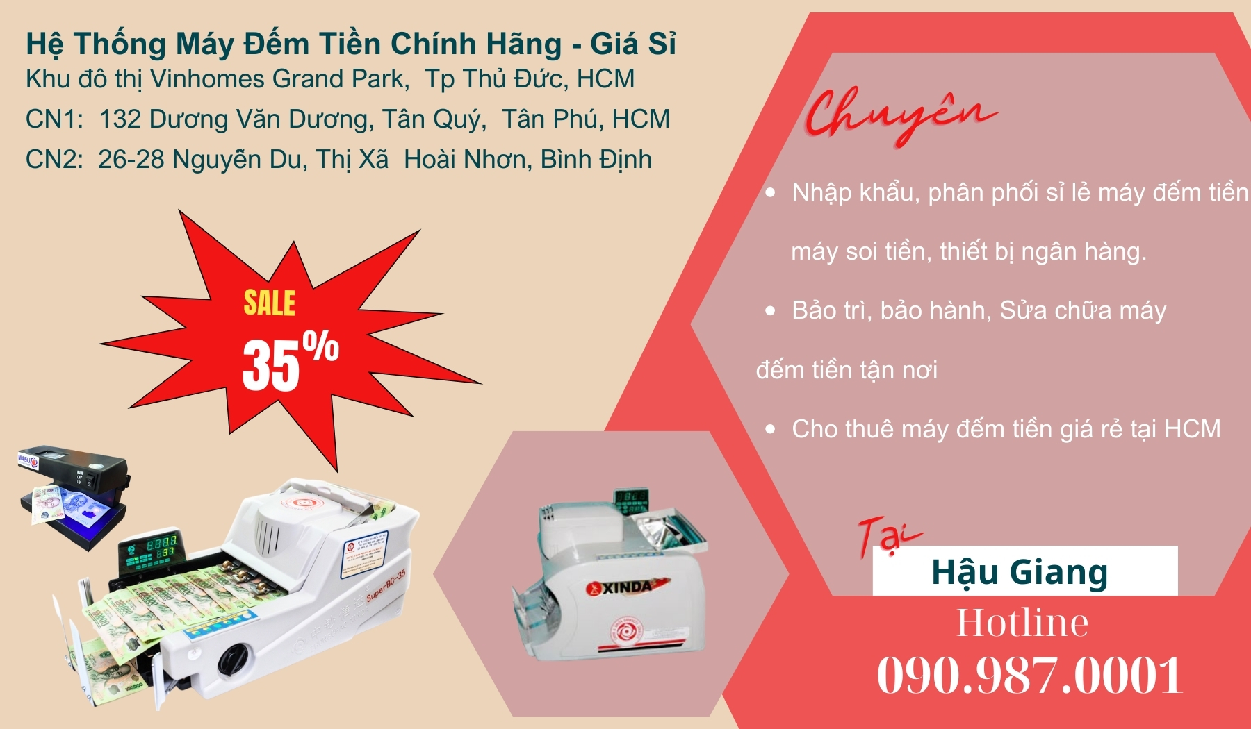 Máy đếm tiền chính hãng tại Hậu Giang