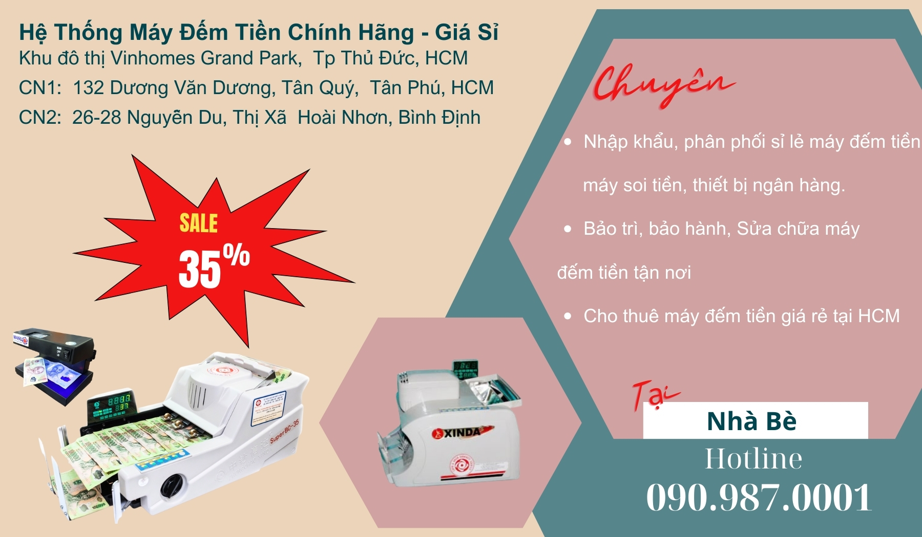 Máy đếm tiền chính hãng tại Nhà Bè