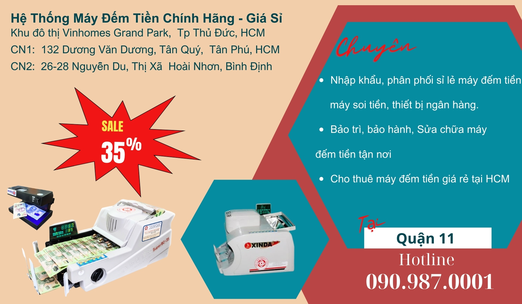 Máy đếm tiền chính hãng tại Quận 11