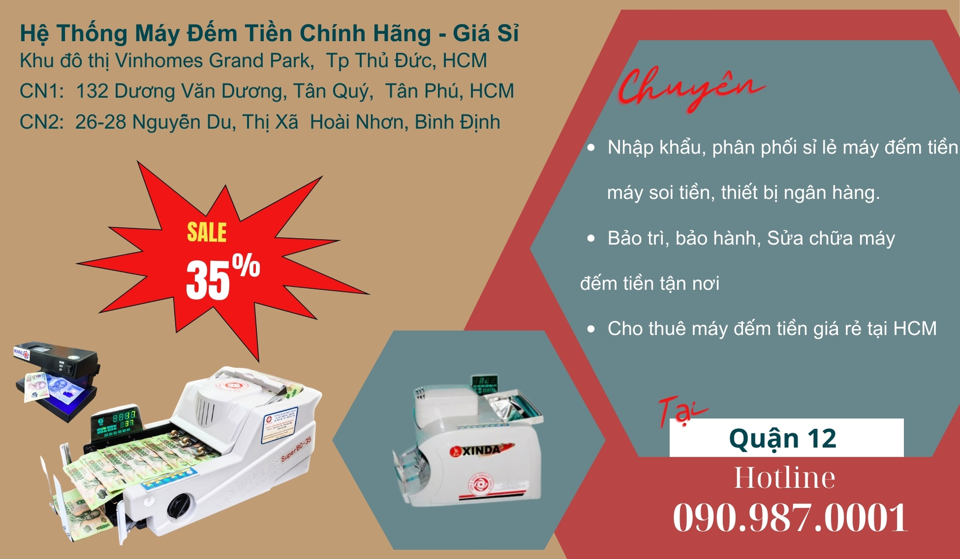 Máy đếm tiền giá rẻ tại Quận 12