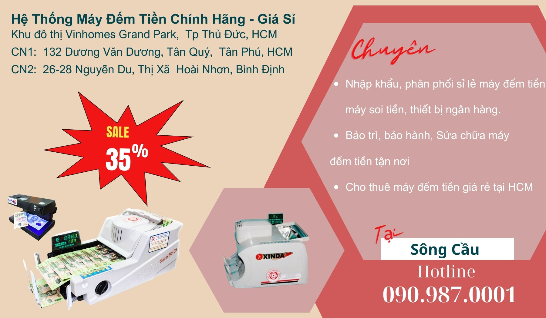 Máy đếm tiền tại sông cầu giá rẻ