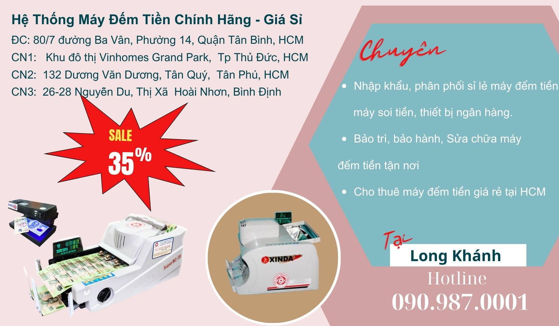 Máy đếm tiền chính hãng gía rẻ tại Long Khánh