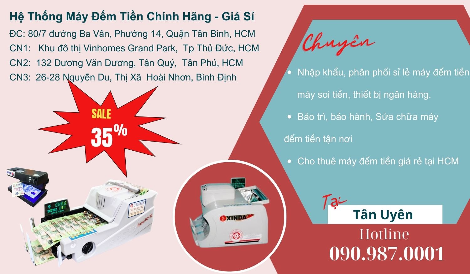 Máy đếm tiền chính hãng gía rẻ tại Tân Uyên