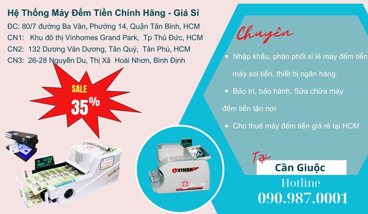 Máy đếm tiền chính hãng tại Cần Giuộc