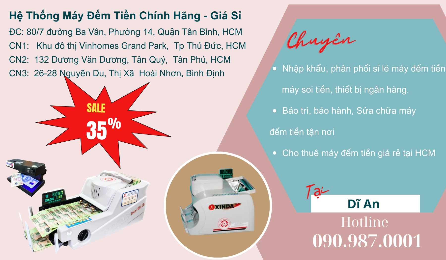 Máy đếm tiền uy tín giá rẻ Dĩ an