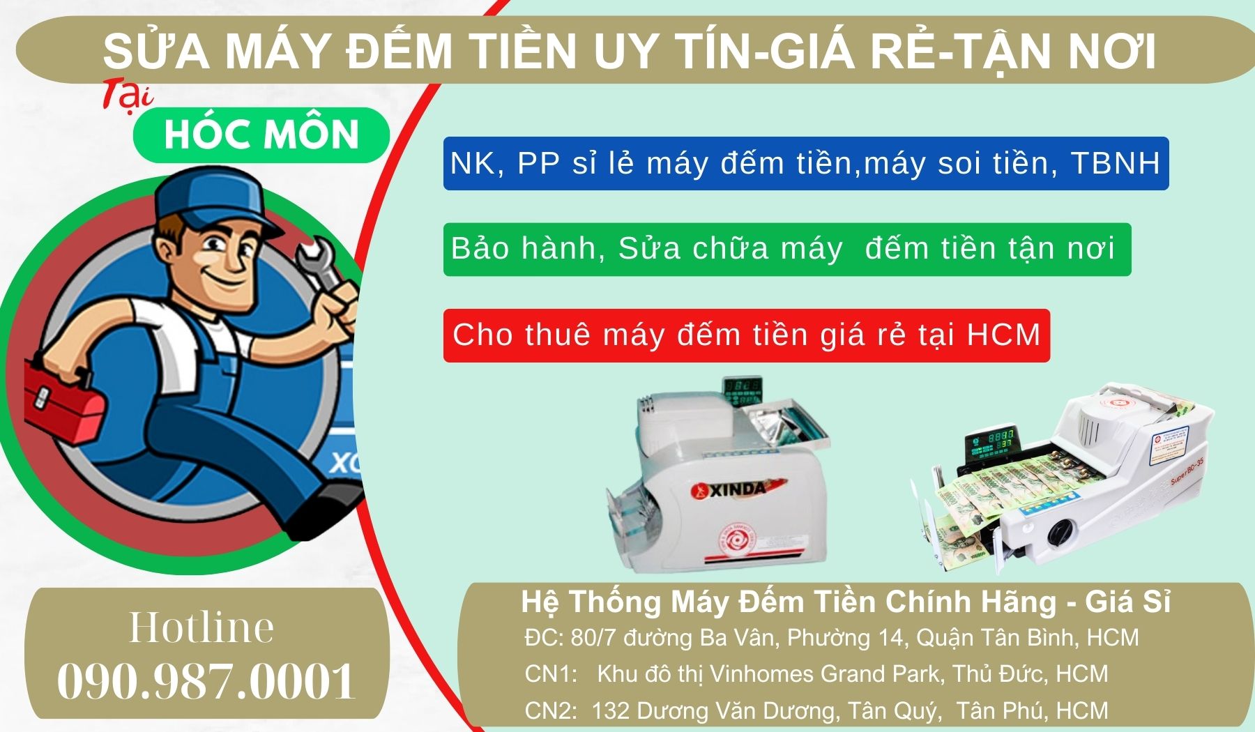 Sửa máy đếm tiền tận nơi tại Hóc Môn